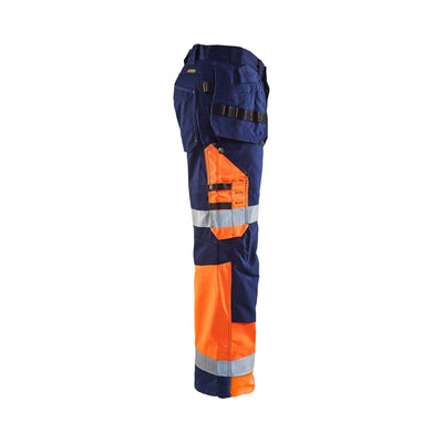 Blaklader X1500 Hi-Vis Trousers 15081860 Navy Blue/Orange Right #colour_navy-blue-orange