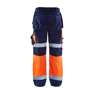 Blaklader X1500 Hi-Vis Trousers 15081860 Navy Blue/Orange Rear #colour_navy-blue-orange