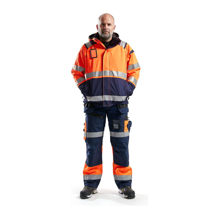 Blaklader X1500 Hi-Vis Trousers 15081860 Mens Navy Blue/Orange Model#colour_Navy-Blue-Orange