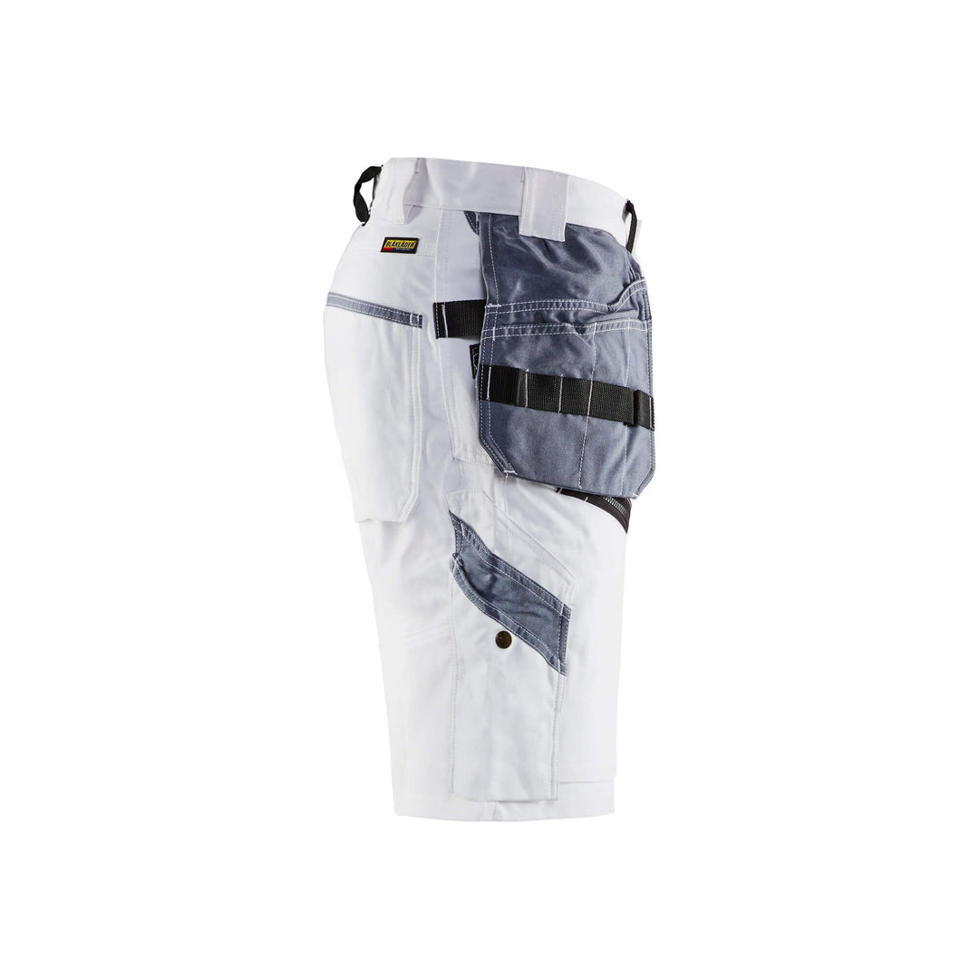 Blaklader X1500 Painters Shorts White 15121210 White/Grey Right #colour_white-grey