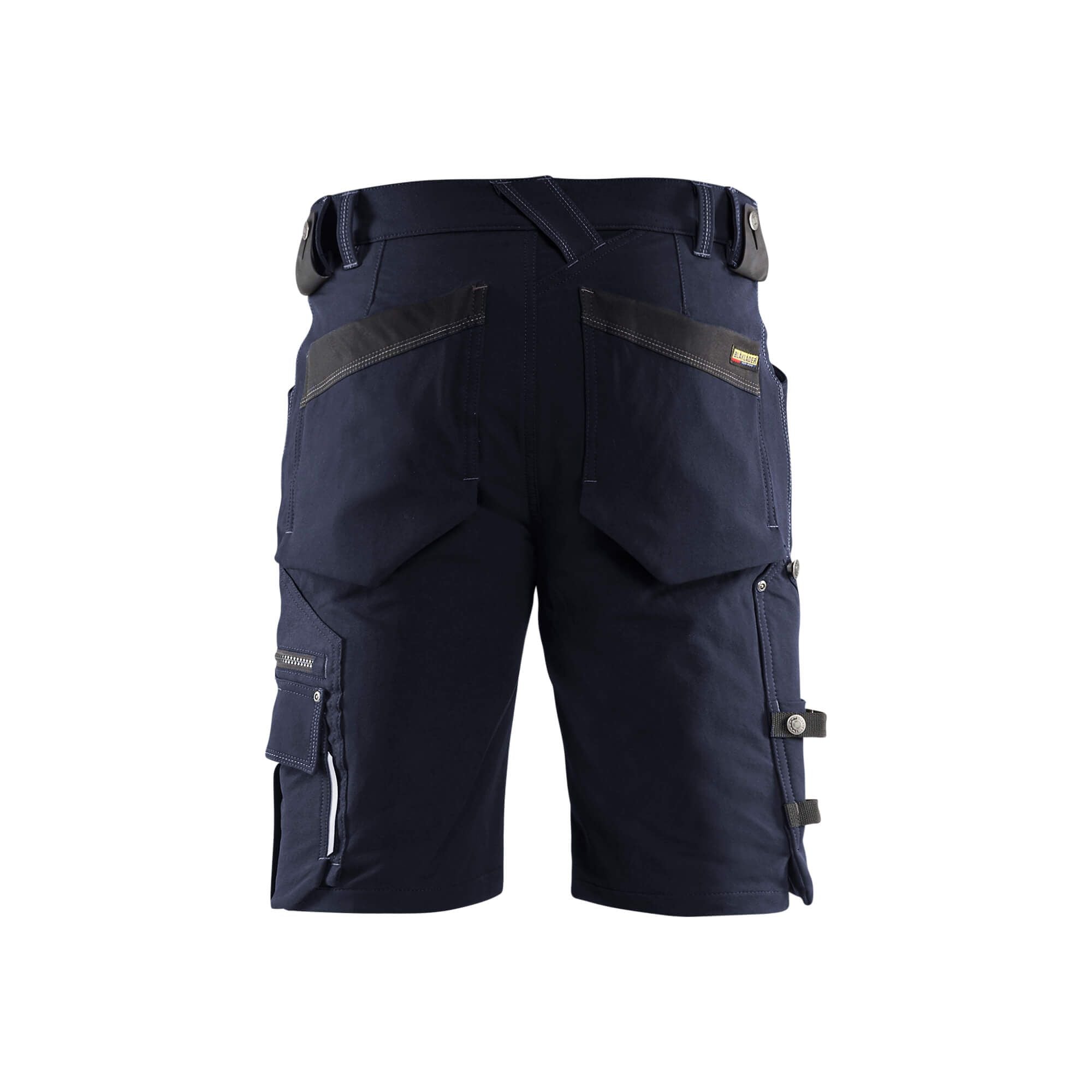 Blaklader X1900 Shorts Craftsman 4-Way-Stretch 19871644 Dark Navy Blue/Black Rear #colour_dark-navy-black