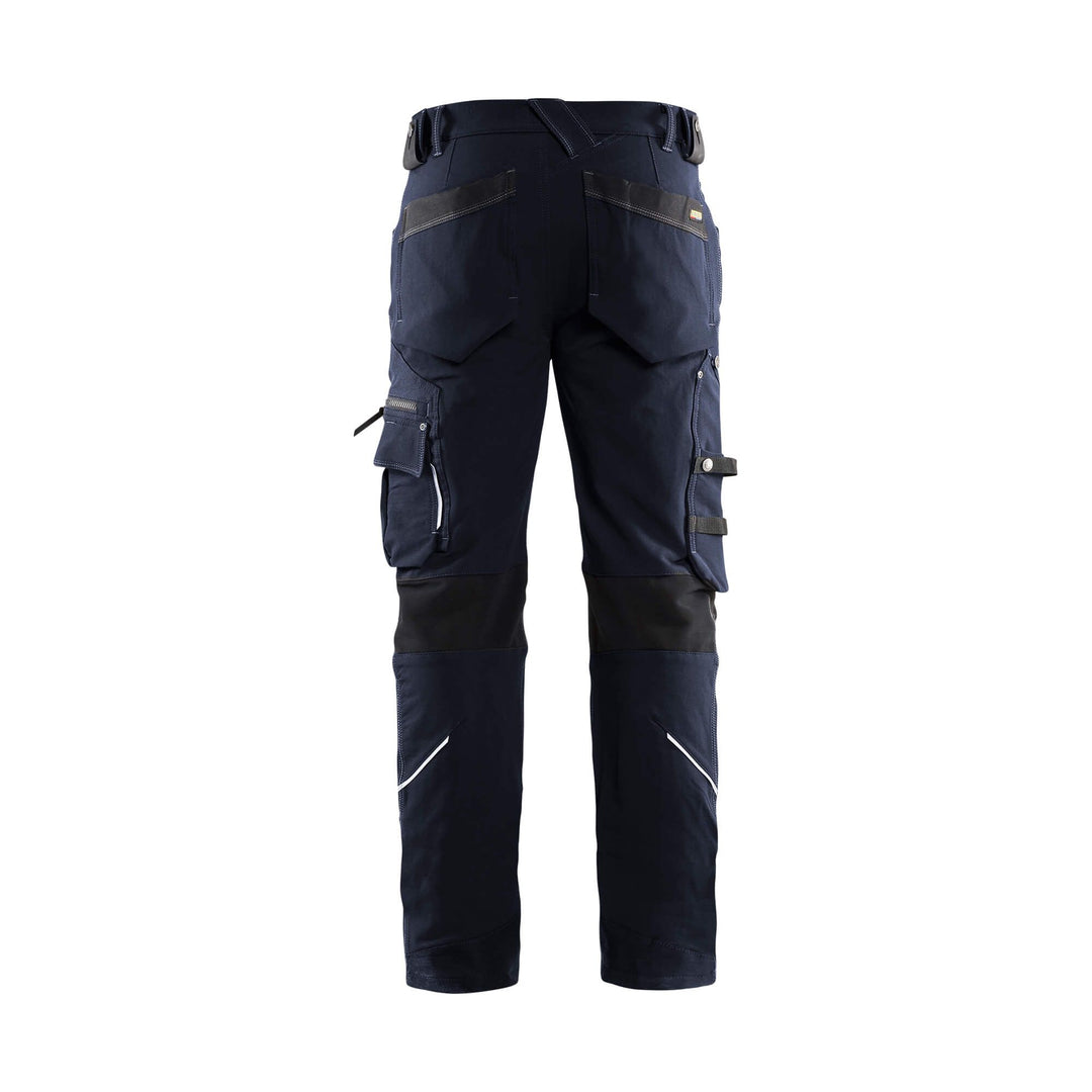 Blaklader X1900 Trousers Craftsman 4-Way-Stretch 19891644 Dark Navy Blue/Black Rear #colour_dark-navy-black