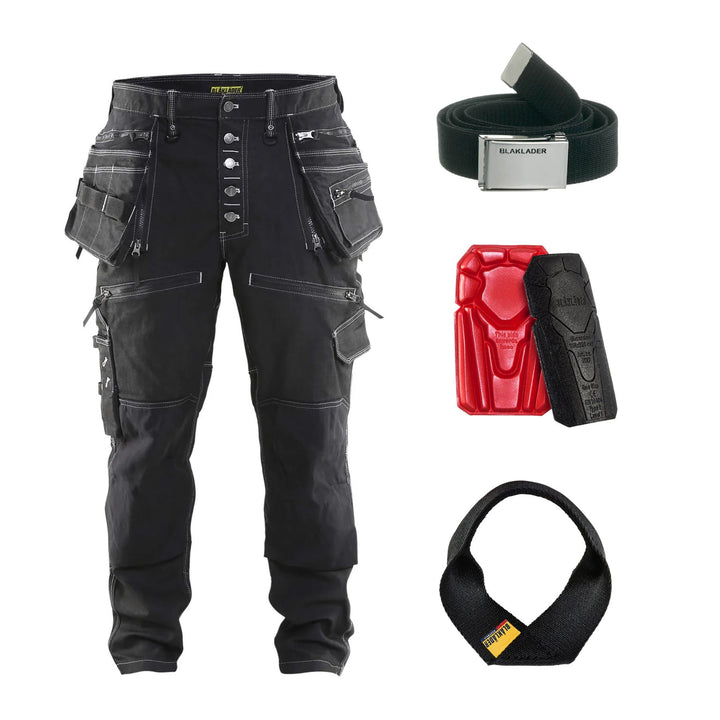 Blaklader X1900 Special Offer Pack - 1999 Craftsman Stretch Trousers (19991141) + Belt + Knee Pads + Hammer Loop