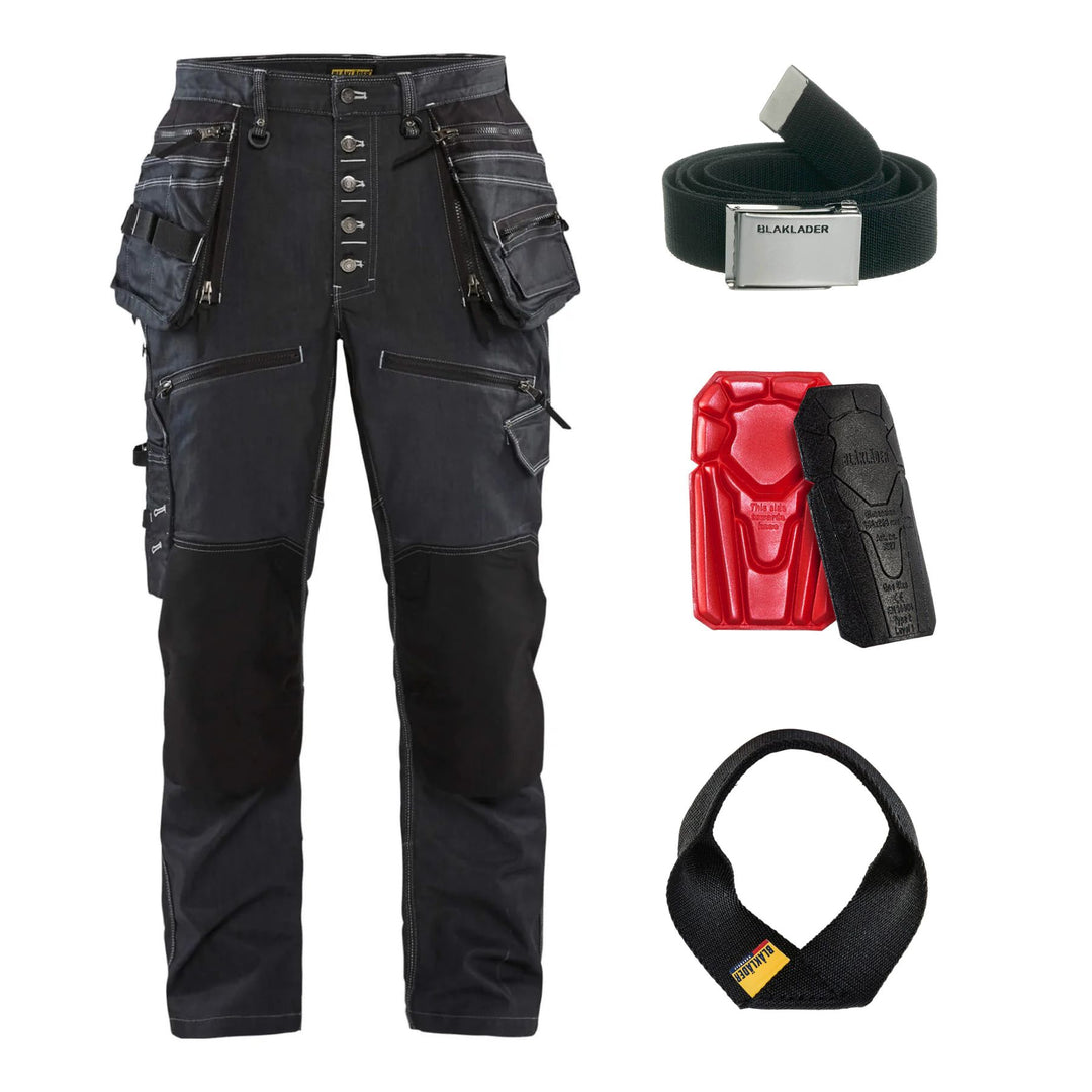 Blaklader X1900 Special Offer Pack - 1999 Craftsman Stretch Trousers (19991141) + Belt + Knee Pads + Hammer Loop