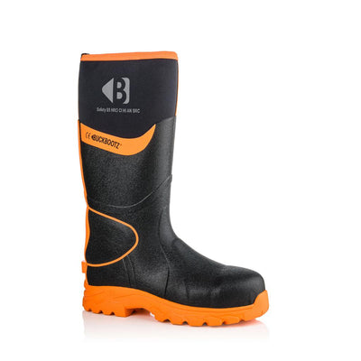 Buckler Boots BBZ6000 Safety Wellies Neoprene & Rubber Insulated Buckbootz Black/Hi-Vis Orange Main#colour_black-hi-vis-orange