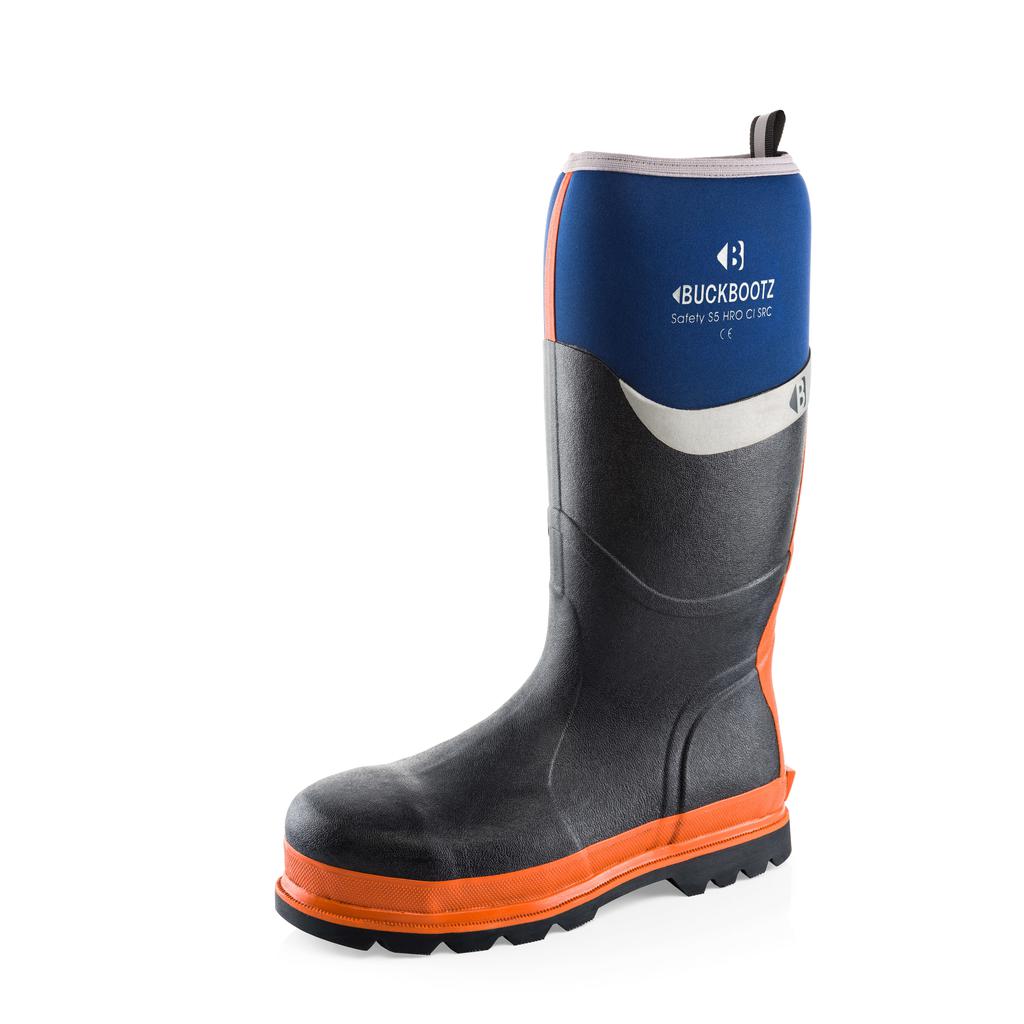 Buckler Boots BBZ6000 Safety Wellies Neoprene & Rubber Insulated Buckbootz Blue/Orange Image 2#colour_blue-orange
