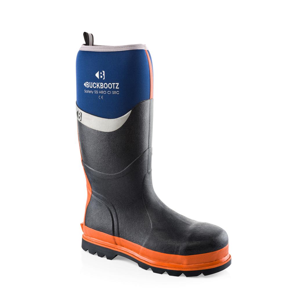 Buckler Boots BBZ6000 Safety Wellies Neoprene & Rubber Insulated Buckbootz Blue/Orange Main#colour_blue-orange