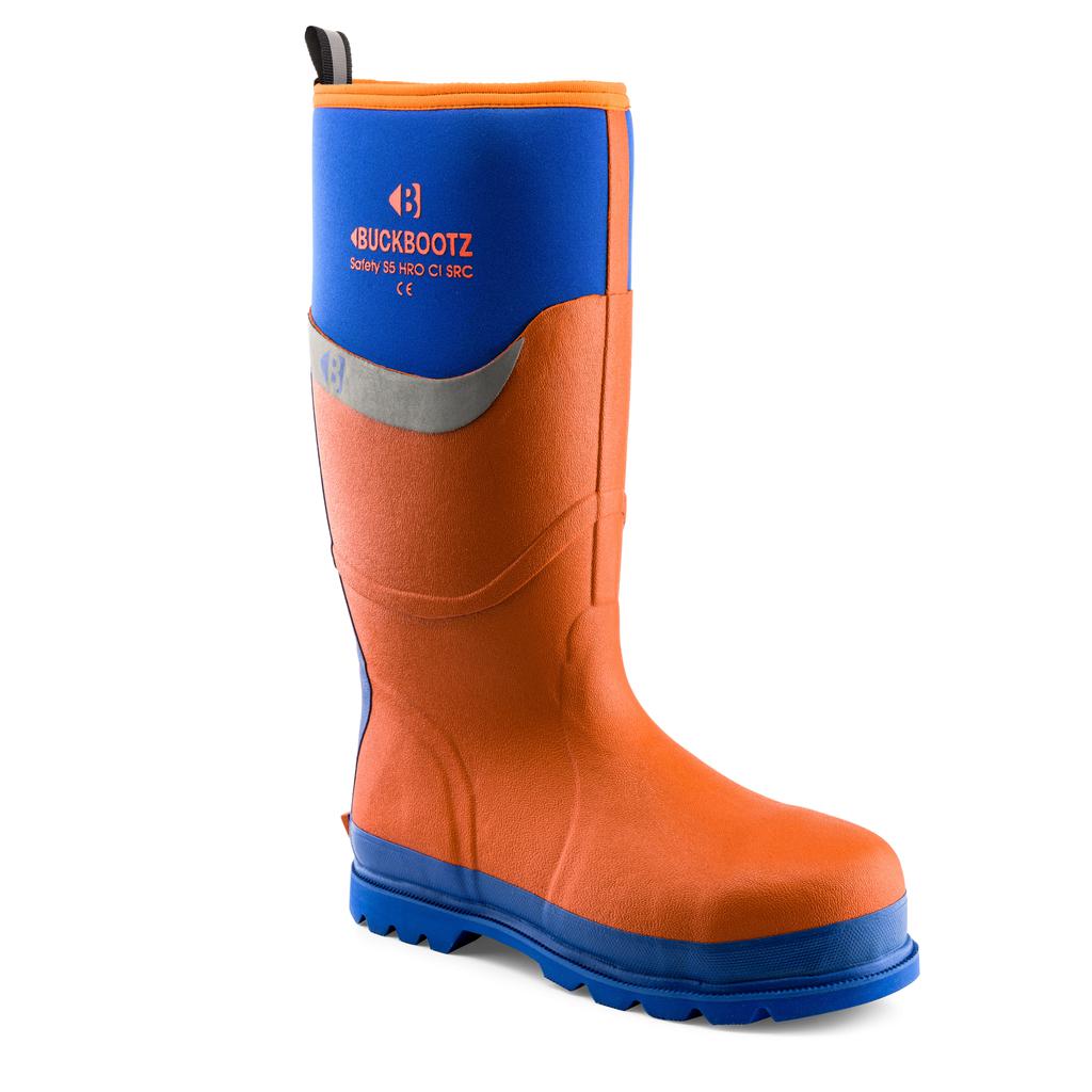 Buckler Boots BBZ6000 Safety Wellies Neoprene & Rubber Insulated Buckbootz Orange/Blue Main#colour_orange-blue
