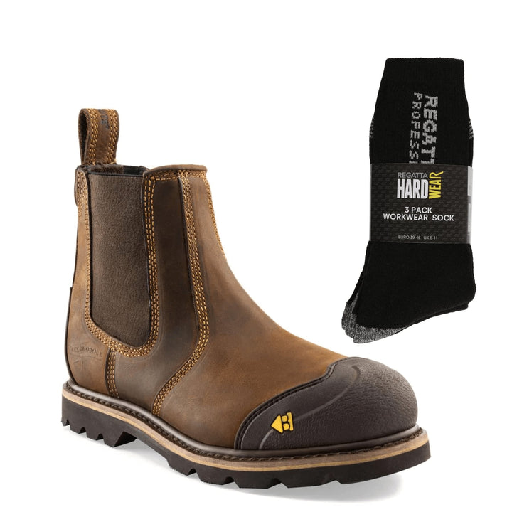 Buckbootz B1990 Special Offer Pack - Buckler Safety Dealer Boots + 3 Pairs Work Socks