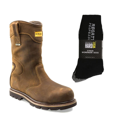 Buckbootz B701SMWP Special Offer Pack - Buckler Safety Rigger Boots + 3 Pairs Work Socks