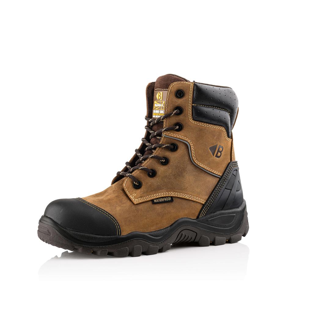 Buckler Boots BSH008 High Leg Safety Zip Boots Brown Buckshot Buckbootz Brown Image 3#colour_brown