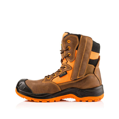 Buckler Boots BVIZ1 Hi Vis Safety Boots High Leg Waterproof Buckz Viz Brown/Hi-Vis Orange Image 3#colour_brown-hi-vis-orange