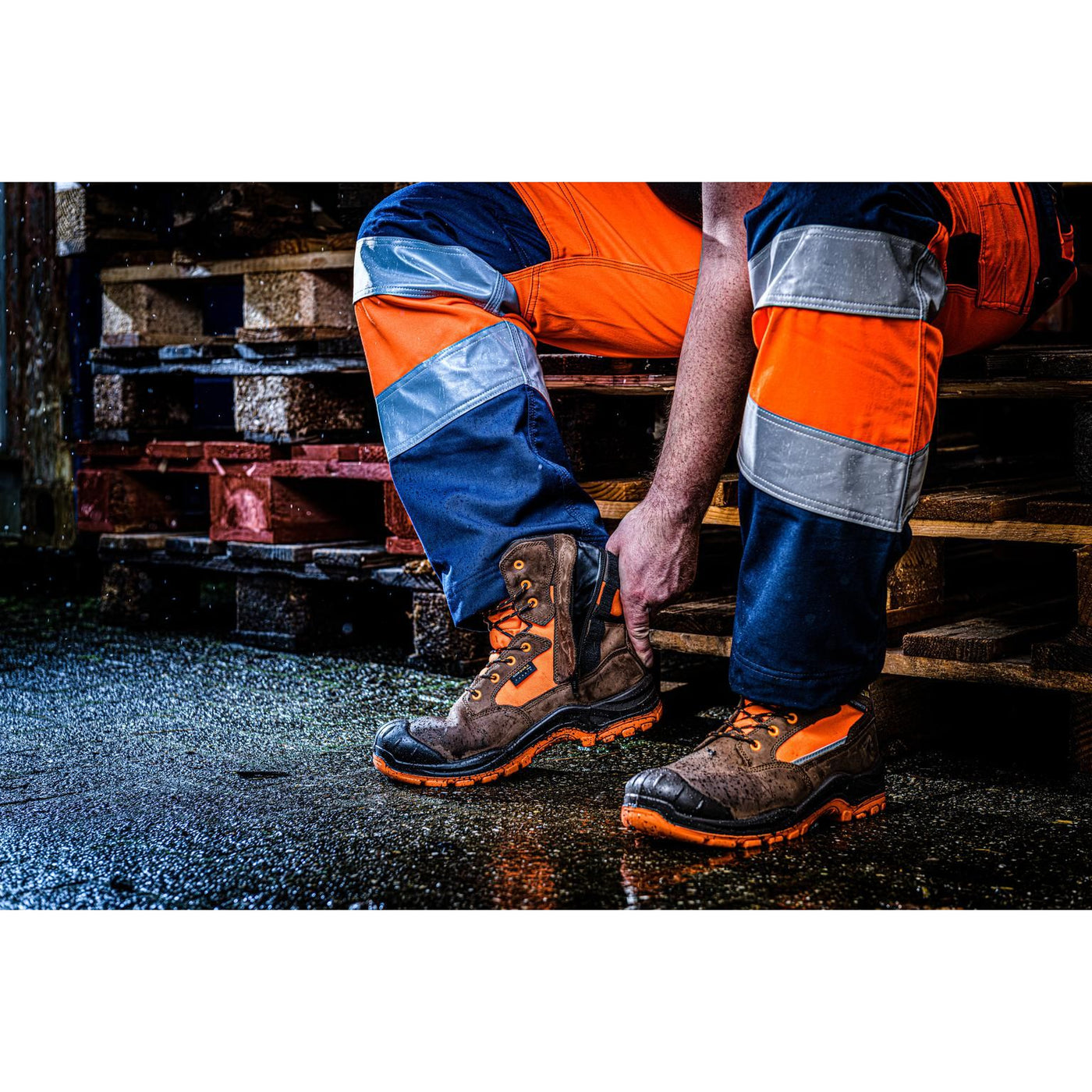 Buckler Boots BVIZ1 Hi Vis Safety Boots High Leg Waterproof Buckz Viz Brown/Hi-Vis Orange Image 6#colour_brown-hi-vis-orange
