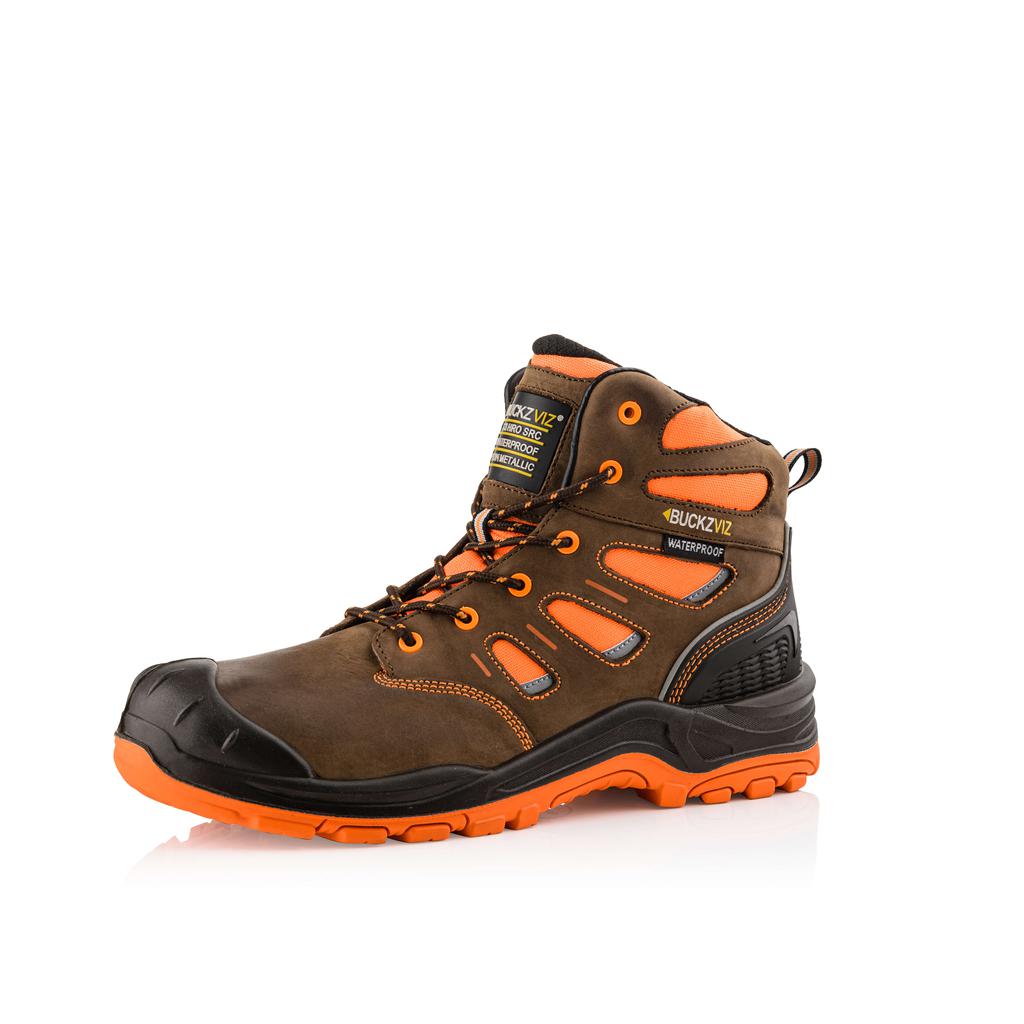 Buckler Boots BVIZ2 Hi Vis Safety Boots Waterproof Buckz Viz Brown/Hi-Vis Orange Image 3#colour_brown-hi-vis-orange