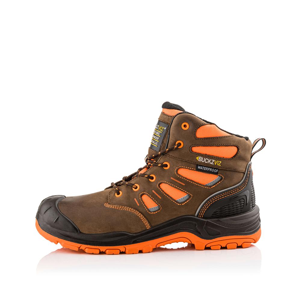 Buckler Boots BVIZ2 Hi Vis Safety Boots Waterproof Buckz Viz Brown/Hi-Vis Orange Image 4#colour_brown-hi-vis-orange
