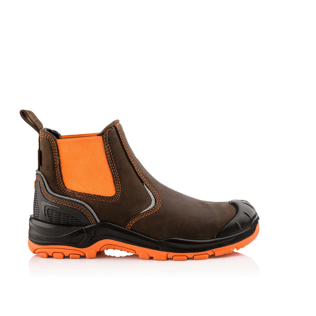 Buckler Boots BVIZ3 Hi Vis Safety Dealer Boots Waterproof Buckz Viz Brown/Hi-Vis Orange Image 2#colour_brown-hi-vis-orange