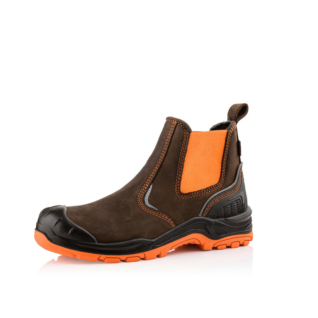 Buckler Boots BVIZ3 Hi Vis Safety Dealer Boots Waterproof Buckz Viz Brown/Hi-Vis Orange Image 3#colour_brown-hi-vis-orange