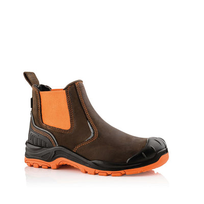 Buckler Boots BVIZ3 Hi Vis Safety Dealer Boots Waterproof Buckz Viz Brown/Hi-Vis Orange Main#colour_brown-hi-vis-orange