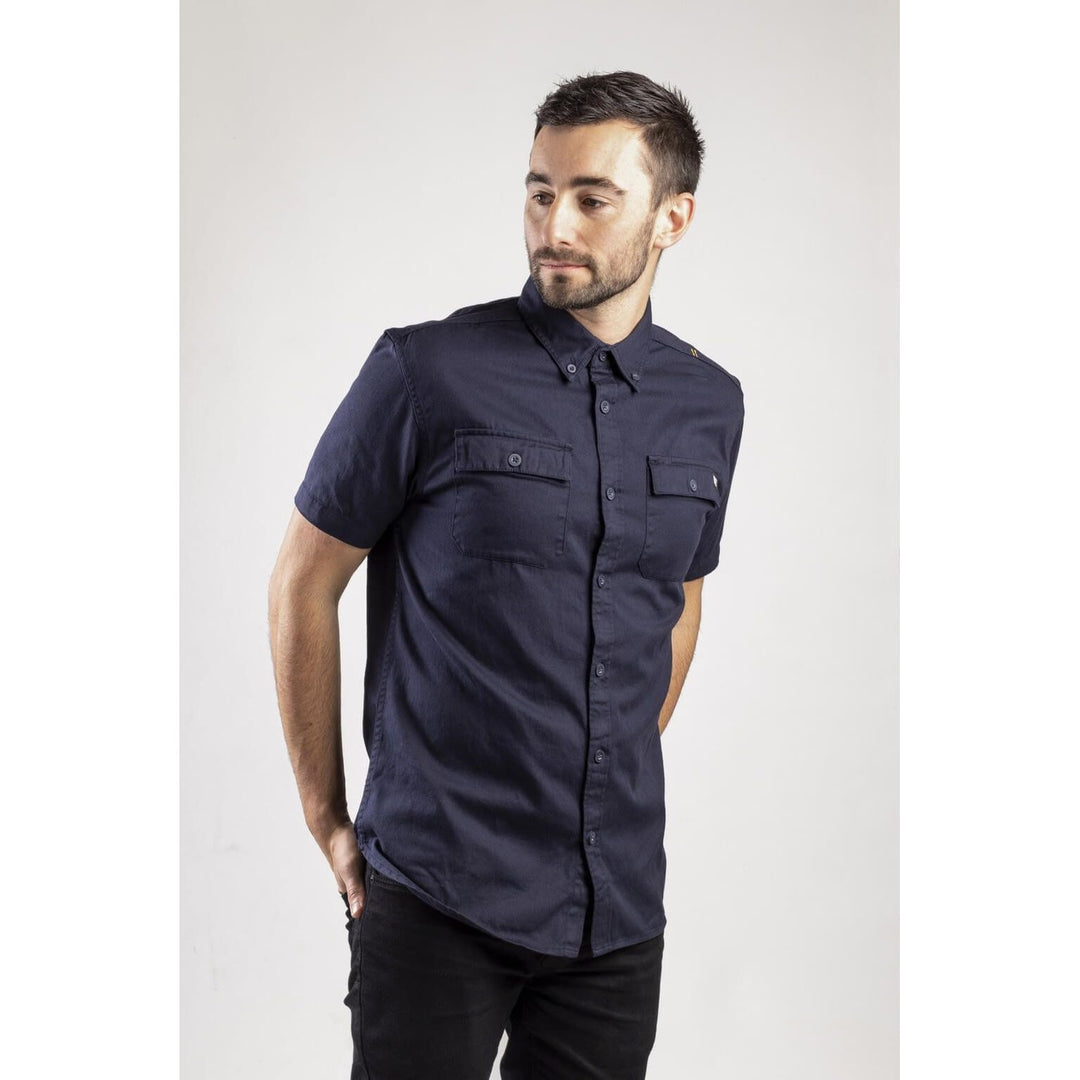 Caterpillar Button-Up Short-Sleeve Shirt-Navy-5