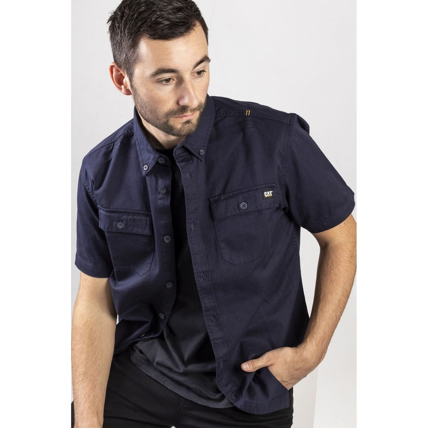 Caterpillar Button-Up Short-Sleeve Shirt-Navy-7