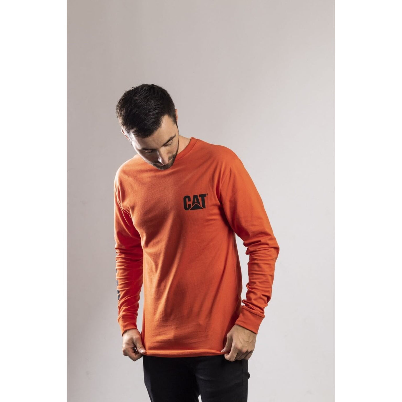 Caterpillar CAT Trademark Logo Long-Sleeve T-Shirt-Adobe Orange-4