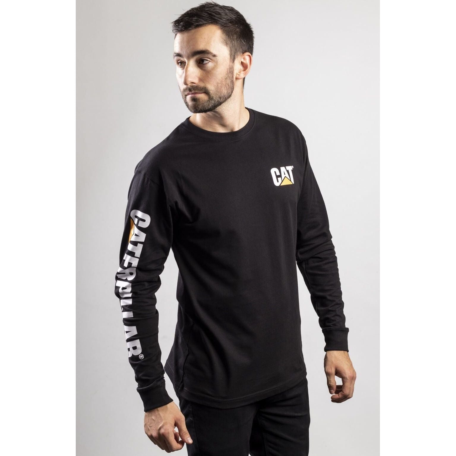 Caterpillar CAT Trademark Logo Long-Sleeve T-Shirt-Black-2