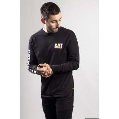 Caterpillar CAT Trademark Logo Long-Sleeve T-Shirt-Black-4