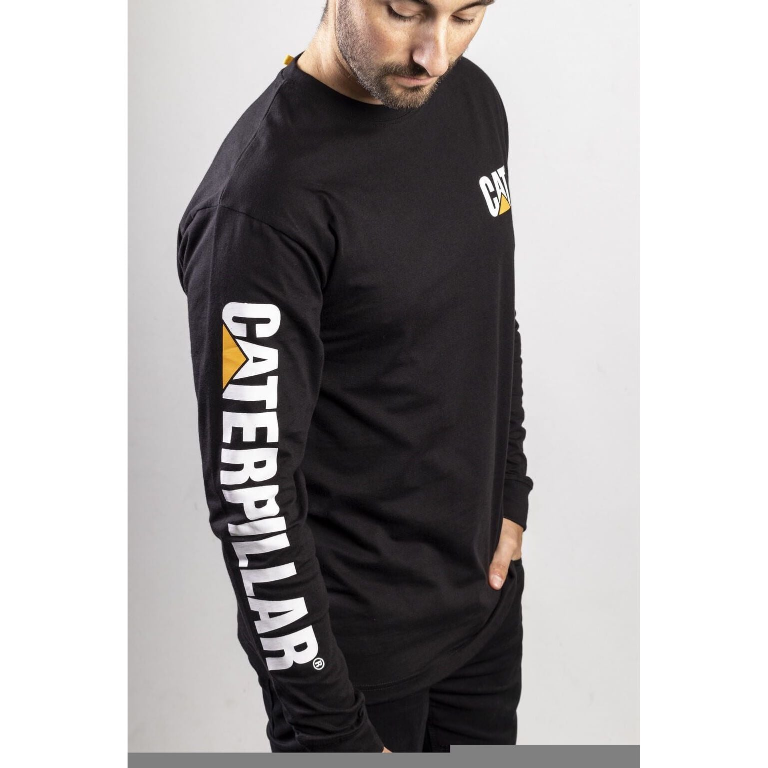 Caterpillar CAT Trademark Logo Long-Sleeve T-Shirt-Black-5