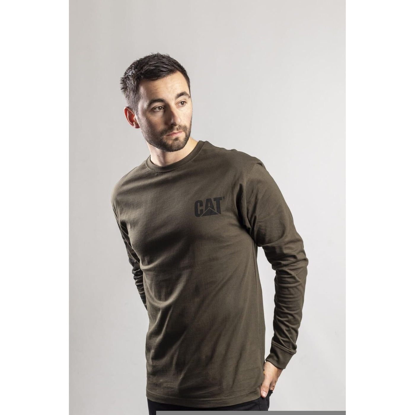 Caterpillar CAT Trademark Logo Long-Sleeve T-Shirt-Moss-5
