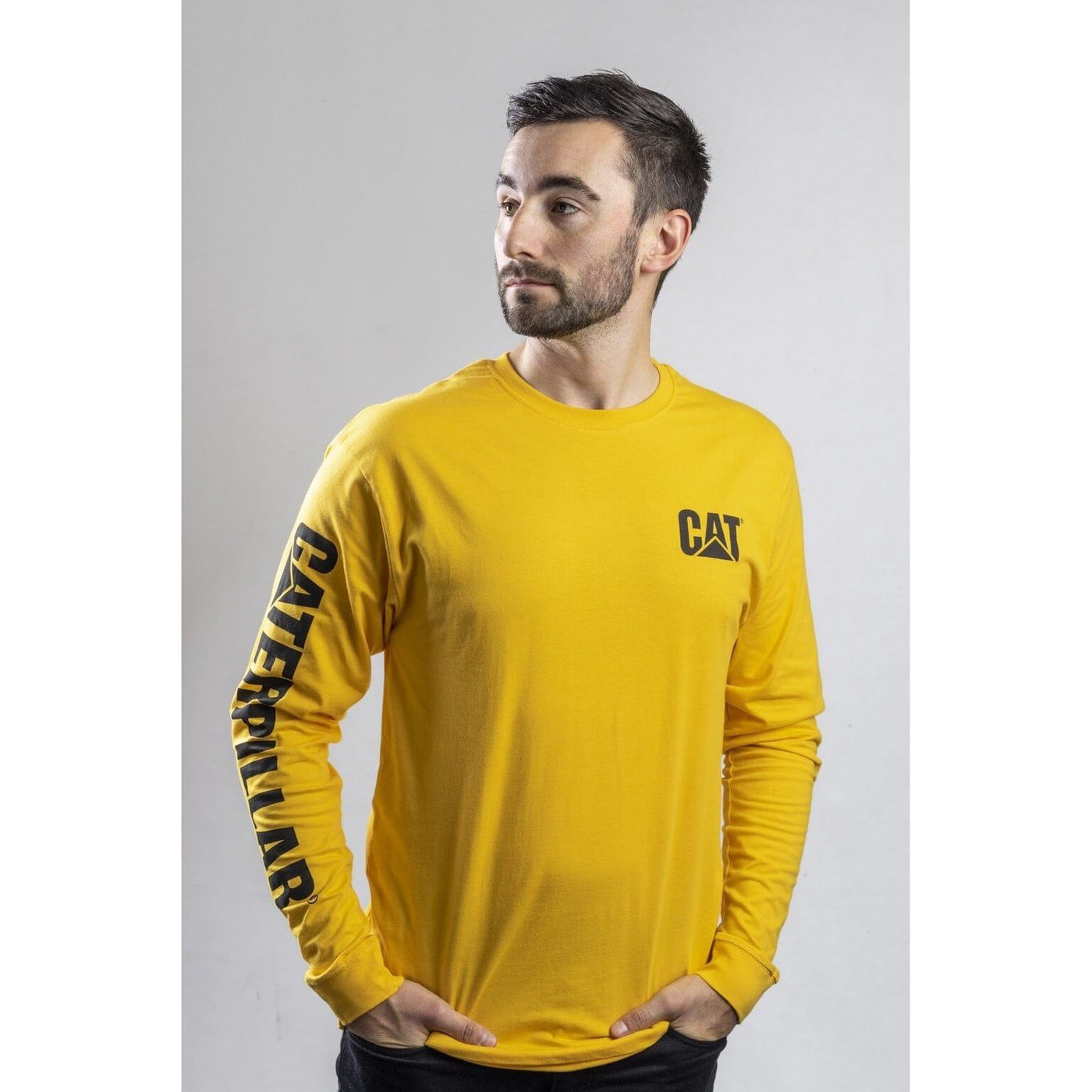 Caterpillar CAT Trademark Logo Long-Sleeve T-Shirt-Yellow-2