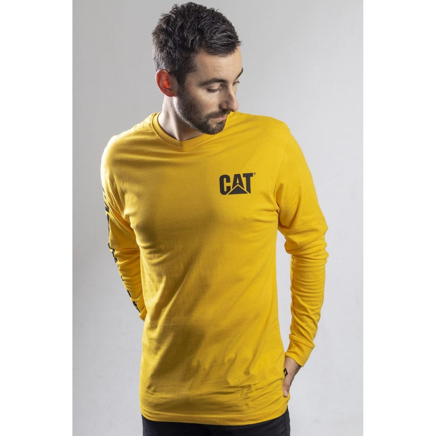 Caterpillar CAT Trademark Logo Long-Sleeve T-Shirt-Yellow-4