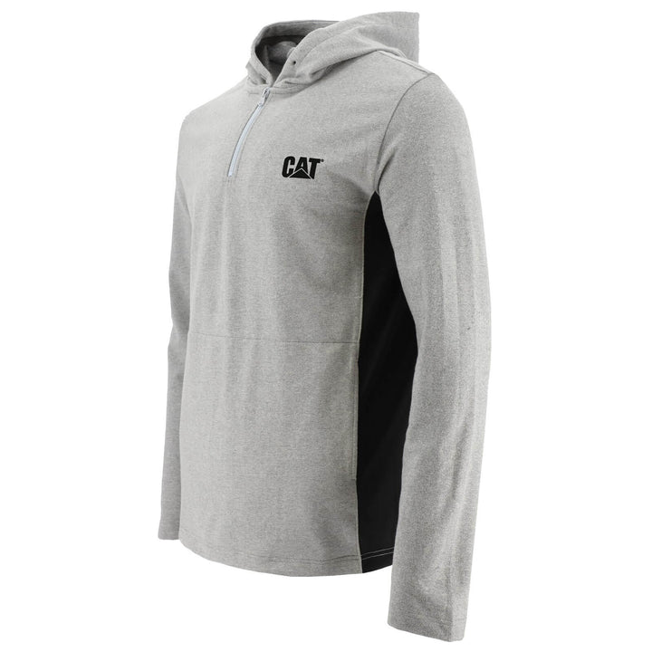 Caterpillar Coolmax Quarter Zip Hoodie Heather Grey 1#colour_heather-grey