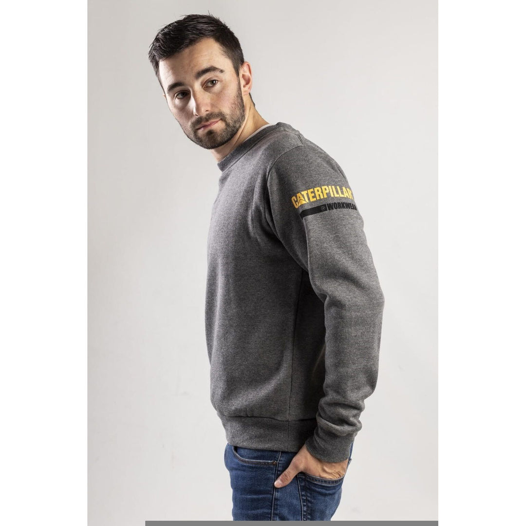 Caterpillar Essentials Crew-Neck Sweater-Dark Heather-4