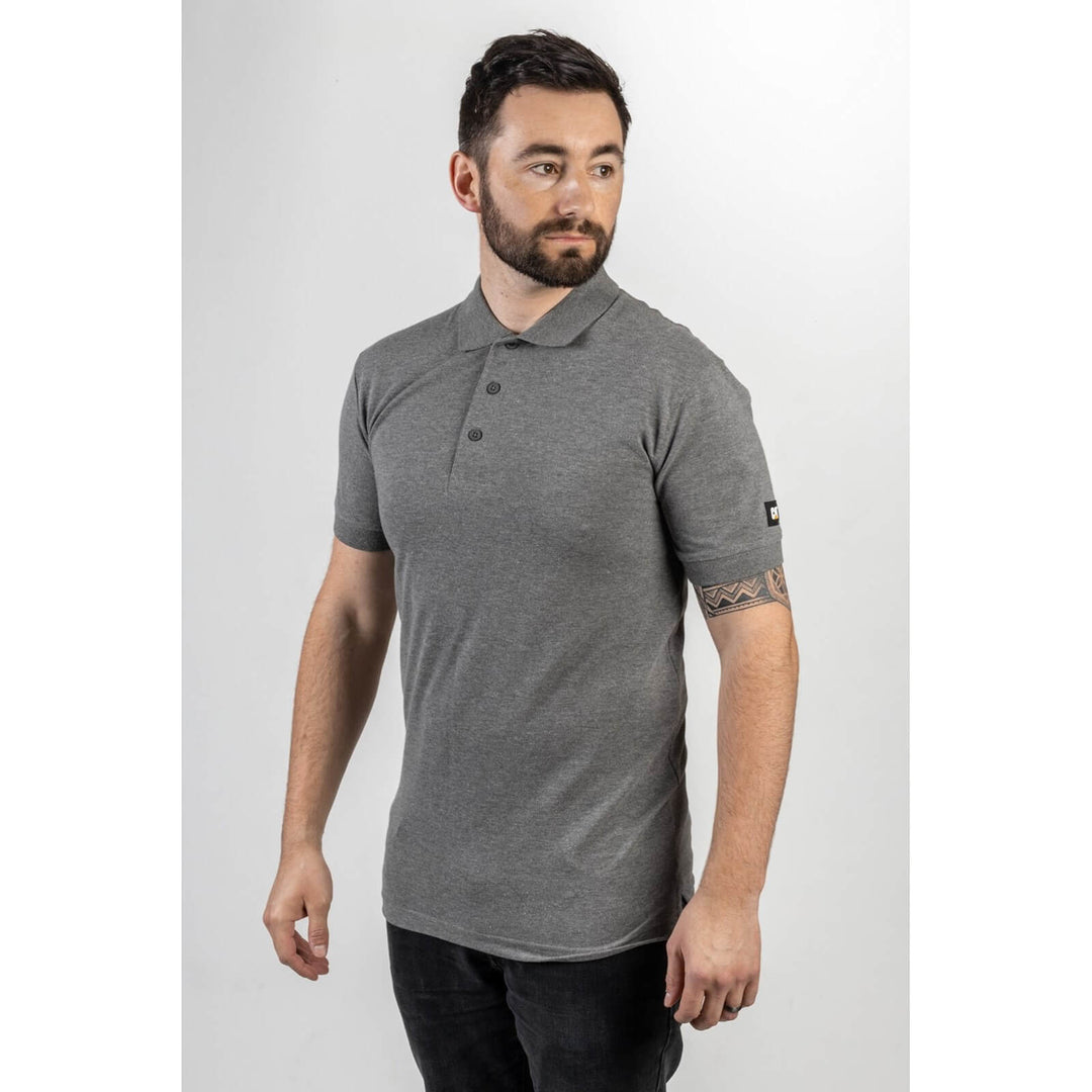 Caterpillar Essentials Polo Shirt Dark Heather Grey 1#colour_dark-heather-grey