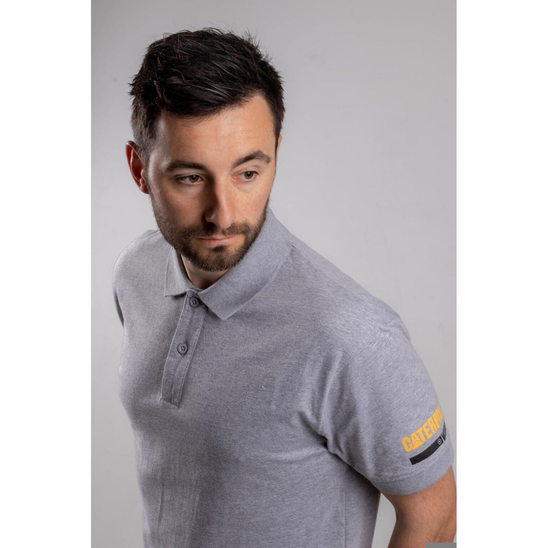 Caterpillar Essentials Polo Shirt-Heather Grey-5