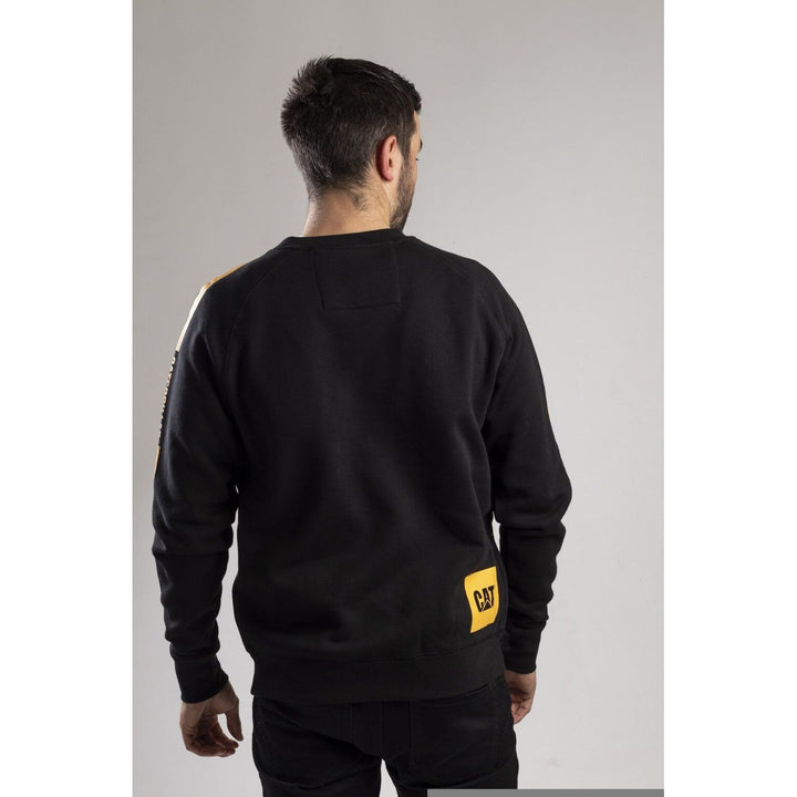 Caterpillar Icon Stripe Crew-Neck Sweater-Black-Yellow-3