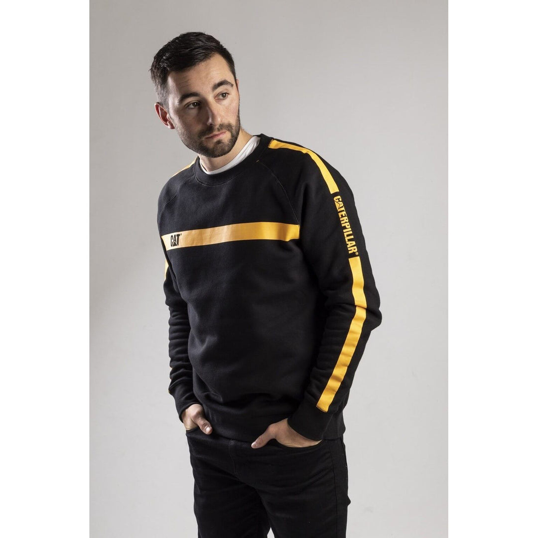 Caterpillar Icon Stripe Crew-Neck Sweater-Black-Yellow-4