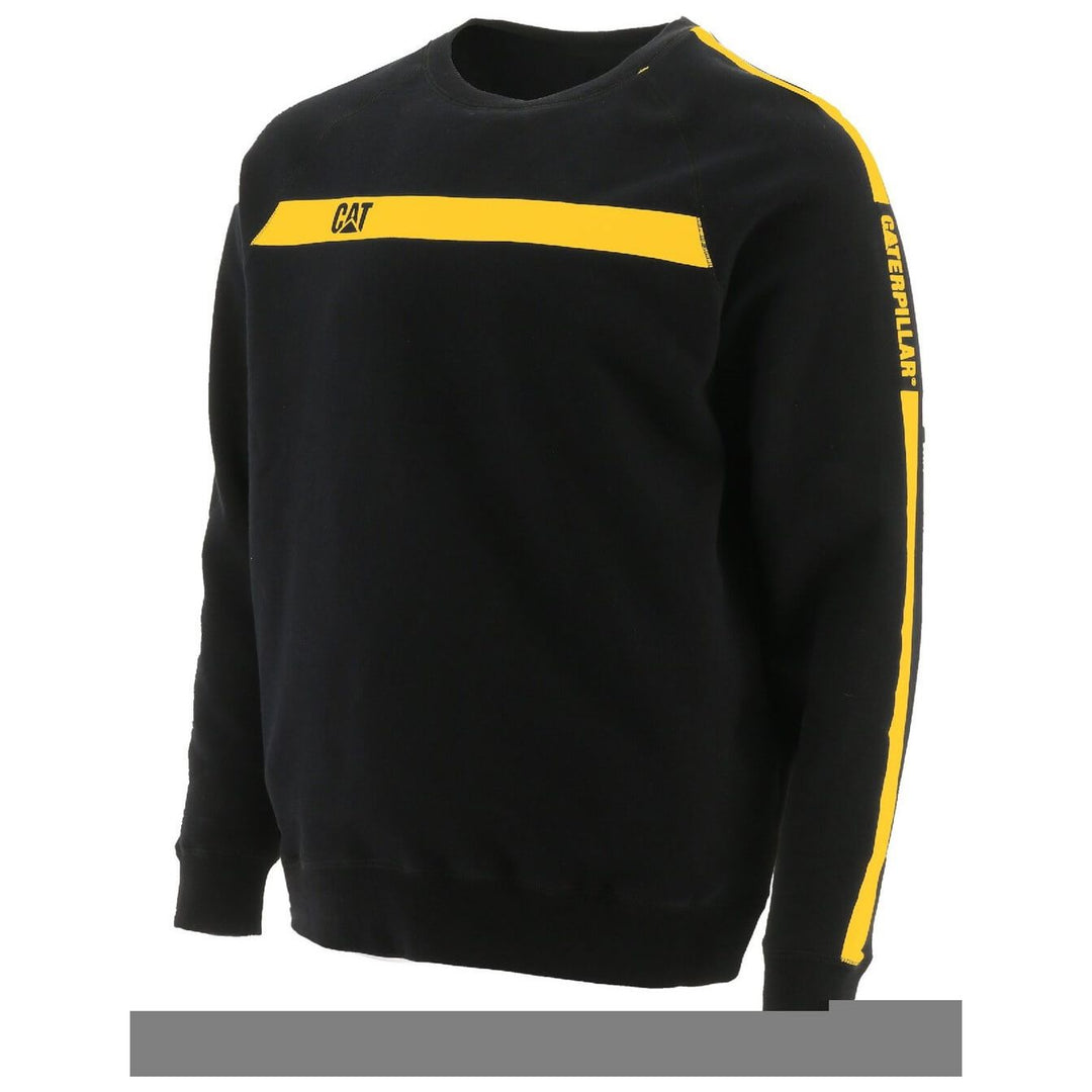 Caterpillar Icon Stripe Crew-Neck Sweater-Black-Yellow-Main