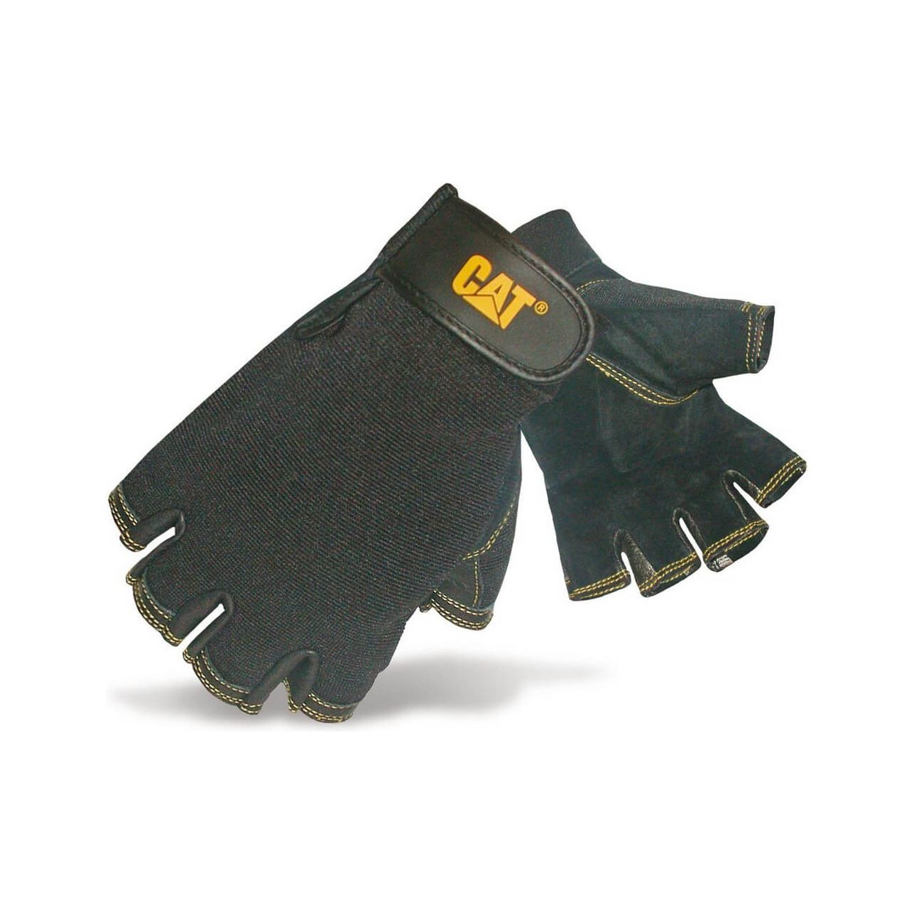 Caterpillar Leather Fingerless Gloves-Black-Main