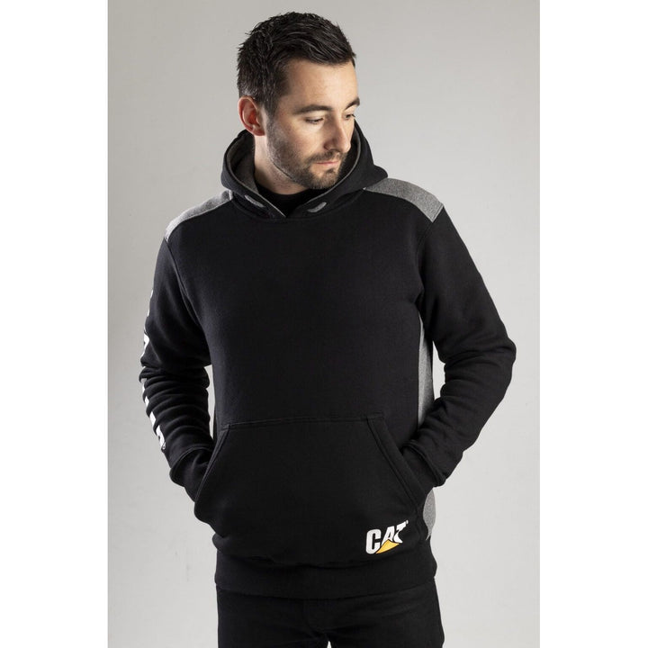 Caterpillar Logo Panel Hoodie Sweatshirt-Black-2