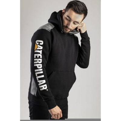 Caterpillar Logo Panel Hoodie Sweatshirt-Black-4