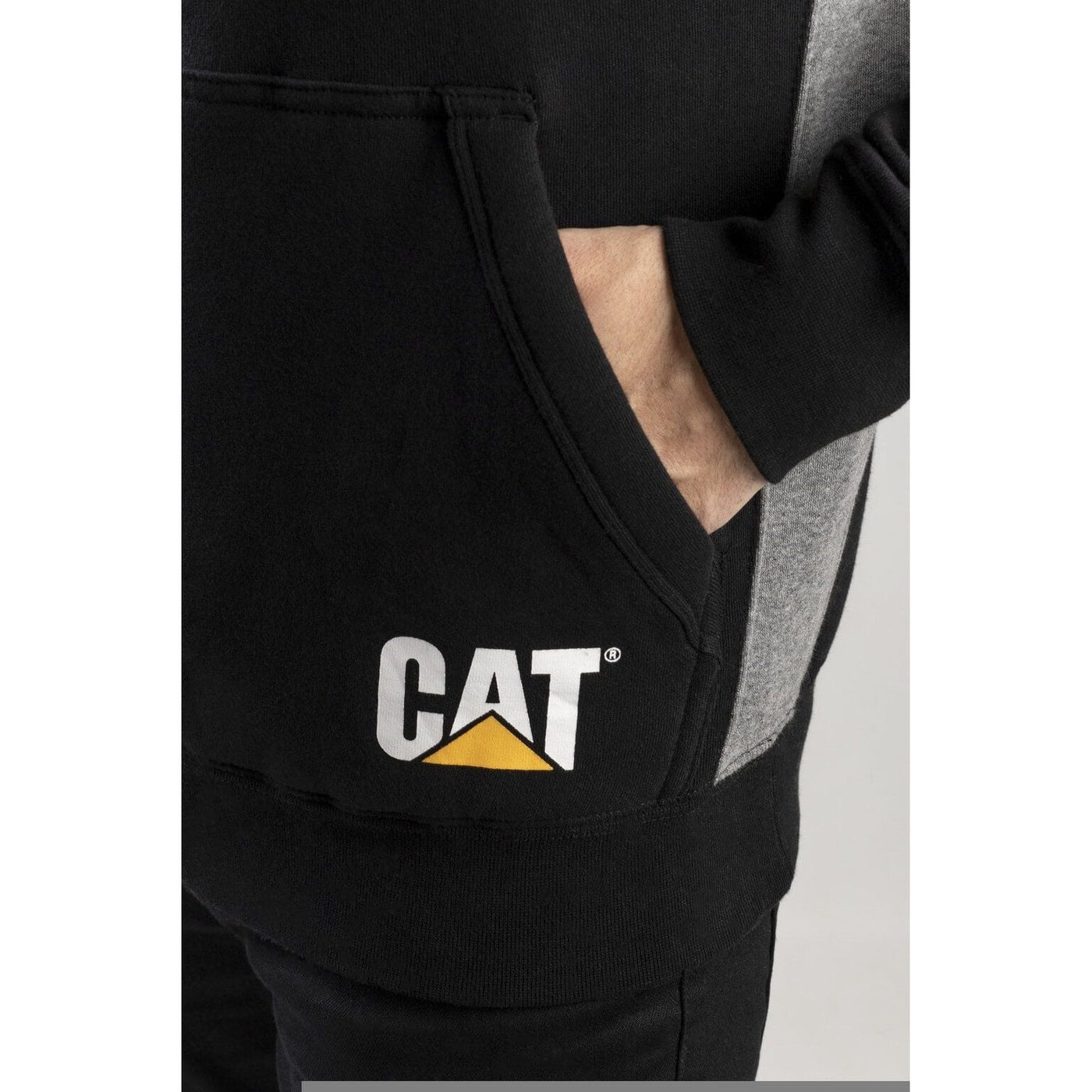 Caterpillar Logo Panel Hoodie Sweatshirt-Black-5