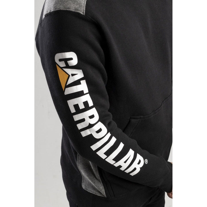 Caterpillar Logo Panel Hoodie Sweatshirt-Black-6