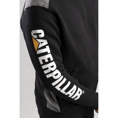 Caterpillar Logo Panel Hoodie Sweatshirt-Black-6
