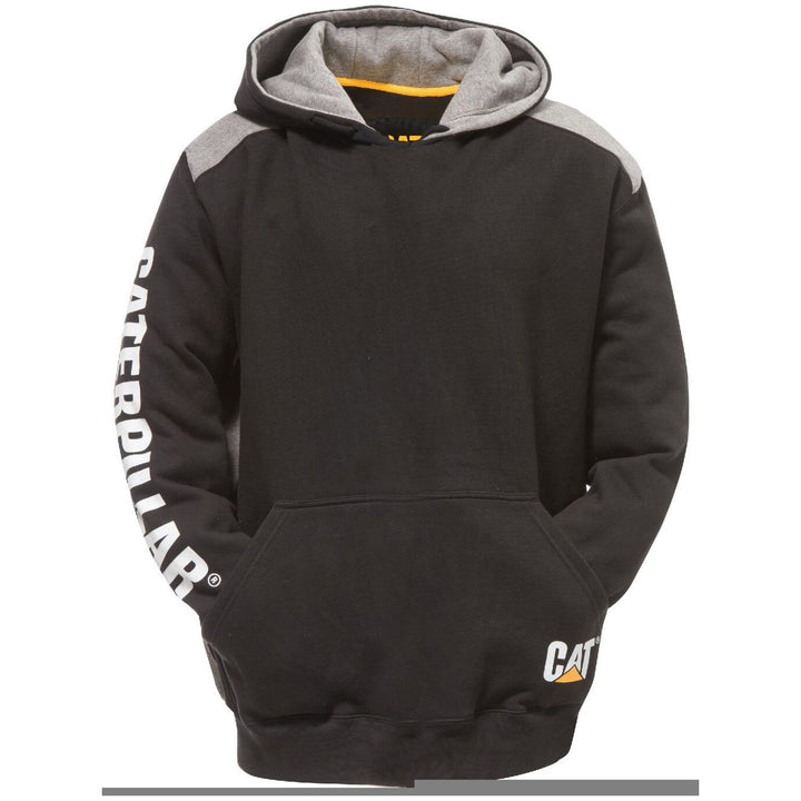 Caterpillar Logo Panel Hoodie Sweatshirt-Black-Main