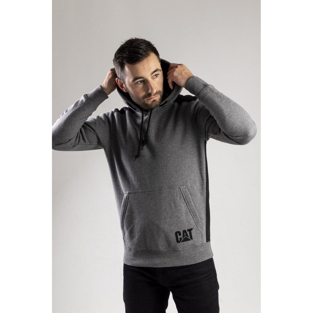 Caterpillar Logo Panel Hoodie Sweatshirt-Dark Heather Grey-5