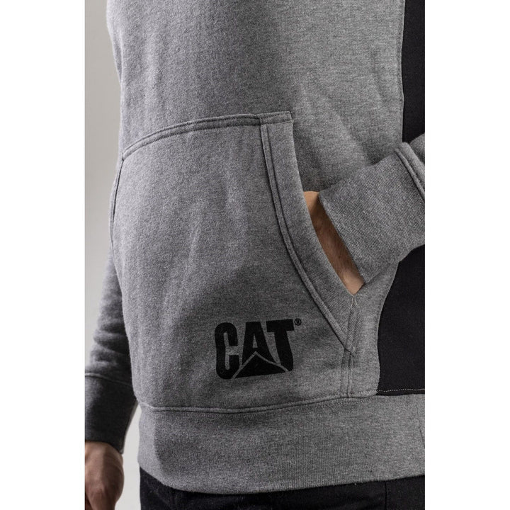 Caterpillar Logo Panel Hoodie Sweatshirt-Dark Heather Grey-7