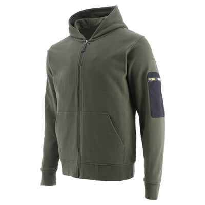 Caterpillar Loopback Full Zip Hoodie Army Moss 1#colour_army-moss-green