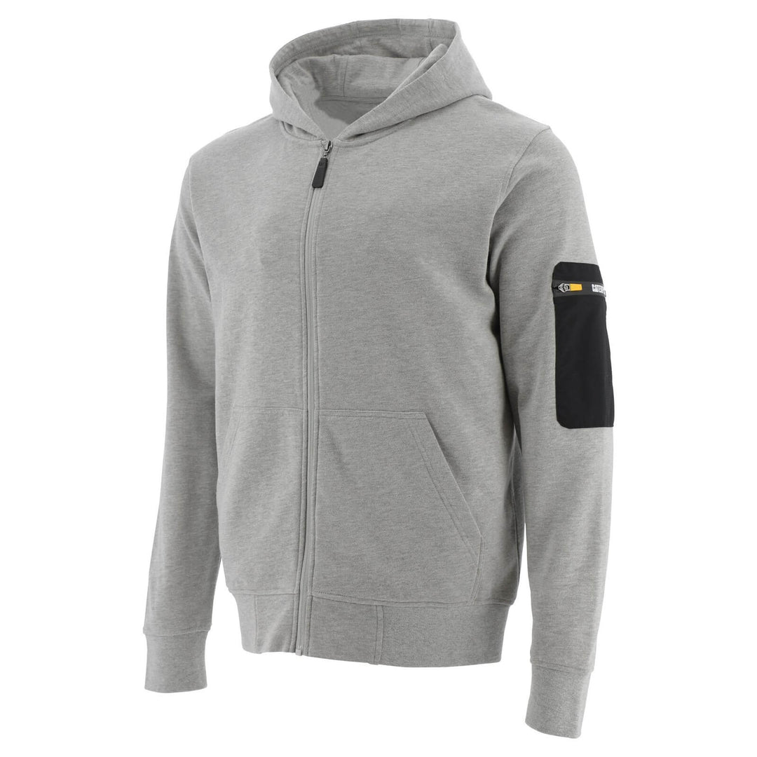 Caterpillar Loopback Full Zip Hoodie Grey 1#colour_grey