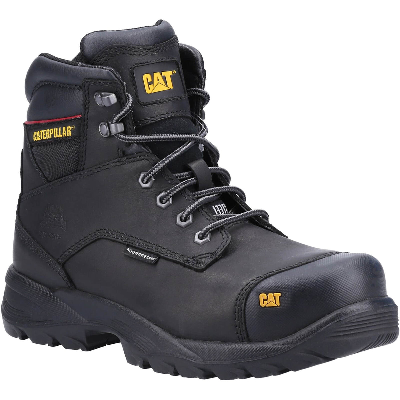 Caterpillar Spiro Lace Up Waterproof Safety Boots Black 1#colour_black
